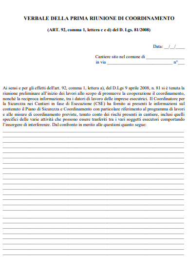 Anteprima verbale di riunione di coordinamento
